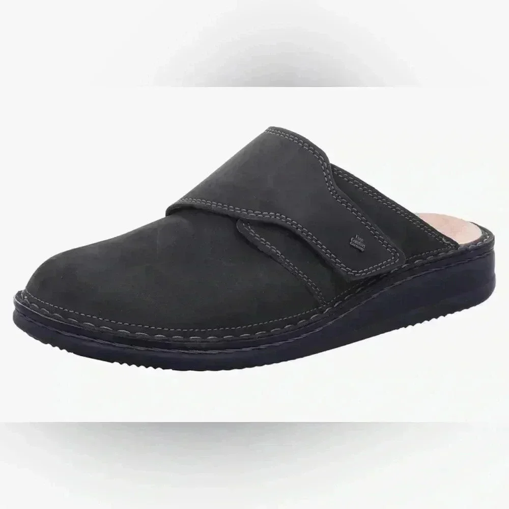 FINN COMFORT Men’s Black Venice Leather Mule Shoes Size EUR 42